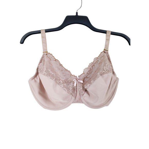 Glamorise Womens Tan Lace Underwire Full Figure Bra Size 40F - Picture 1 of 6